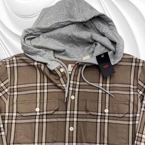 LEVI’s Men’s Medium Brown Hooded Flannel Shirt